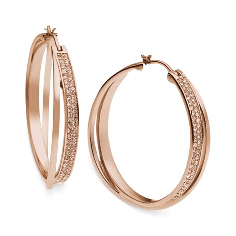 michael kors large rose gold hoop earrings|vintage chanel gold hoop earrings.